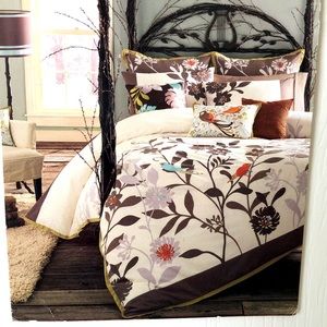 Embroidered Boho Queen Duvet Flowers and Birds